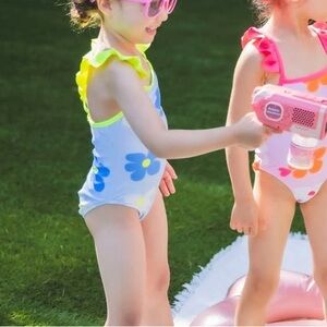 Jacadi Light Blue Floral One Piece Swimsuit